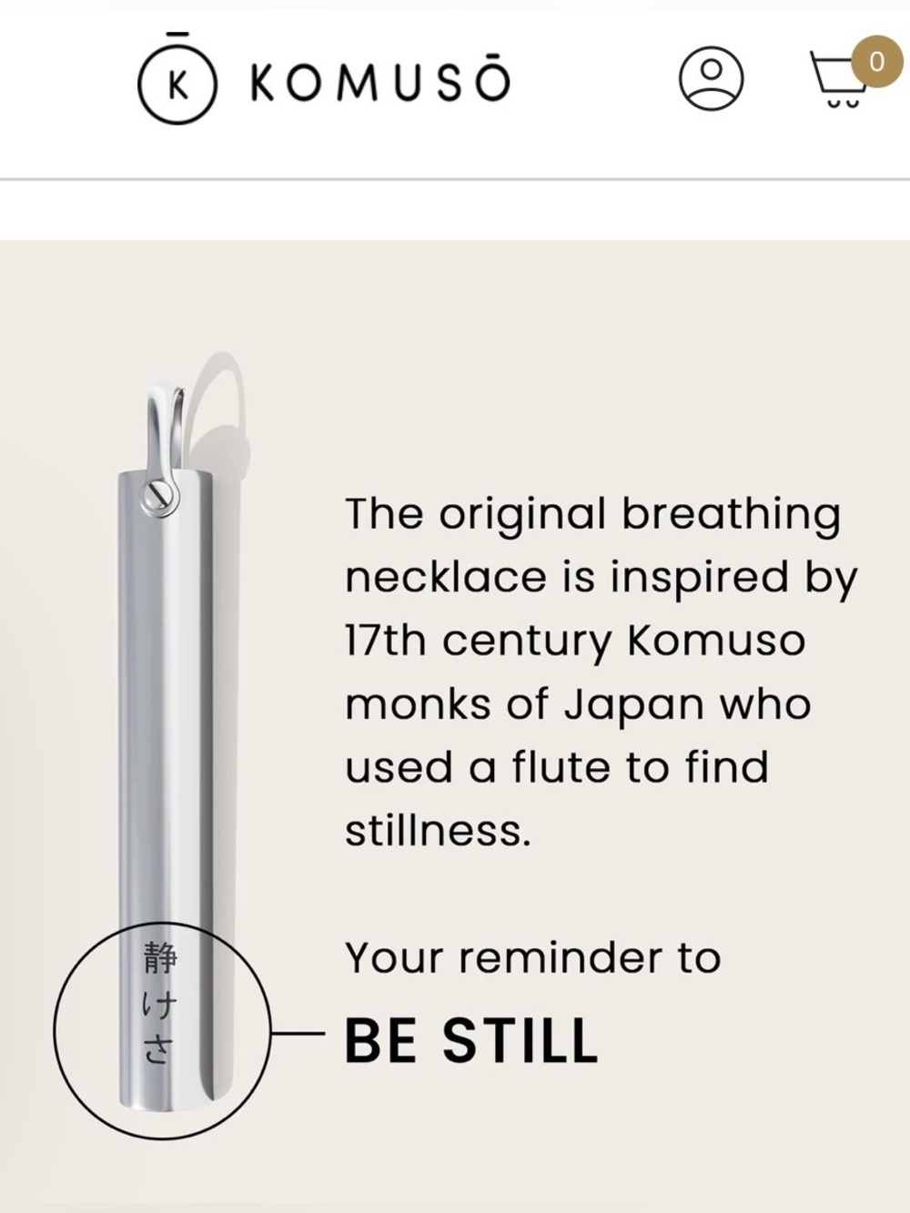 Komuso Silver Breathing Necklace – Mindfulness Pendant